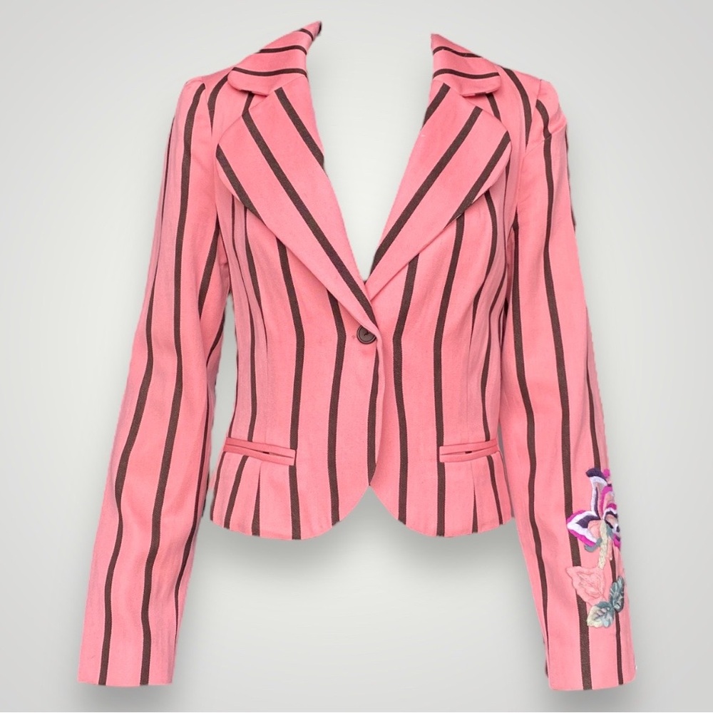 Tibi Pink Wool Blazer with Floral Embroidery 🌷